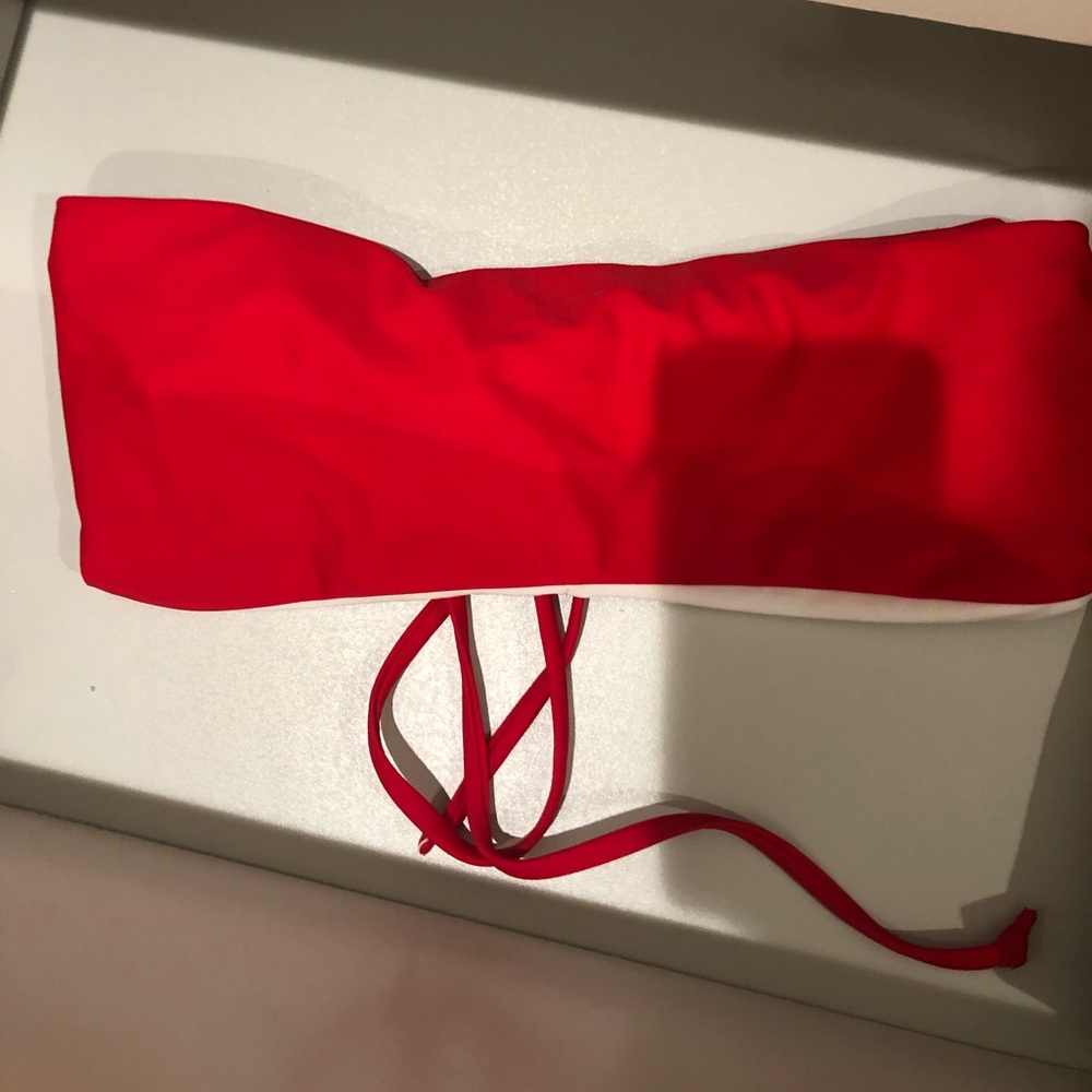red and white reversible bikini top